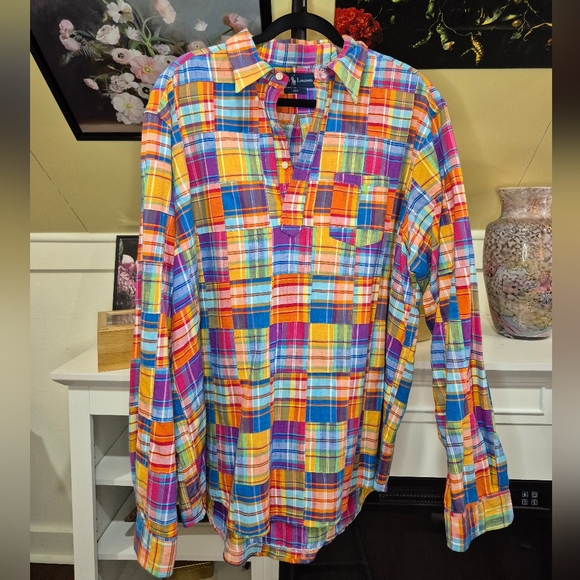 Polo Ralph Lauren Colorful Plaid Men's 1/4 Button Up Shirt - Picture 1 of 7